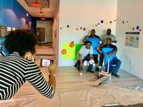 Volunteers in the completed music corner