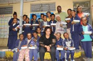 A partial view of a group of girl  Receive Aid