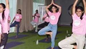 Shalinis doing Yoga