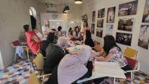 The three women attending training courses
