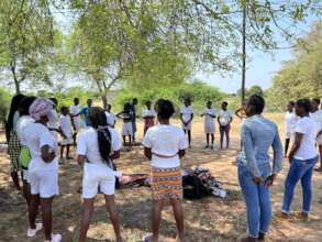 Girls in a weekly mentorship meeting activity