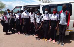 Students ready to board the school bus!