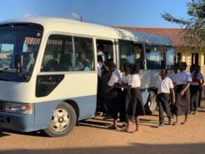 Students boarding the school bus