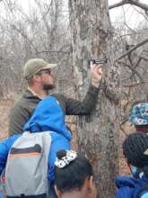 School children on a tree walk