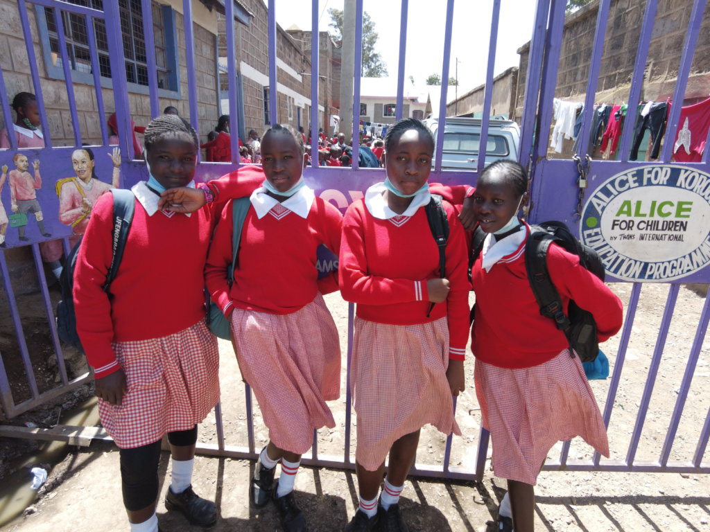 Our girls outside the school in Korogocho slum