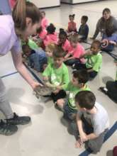 Efland Cheeks students meeting Terra, the terrapin