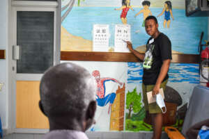 Eye examination by Volunteer from Lions Club Pwani