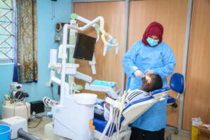 Patient recieving dental care