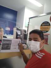 Patient performing clinical analysis tests