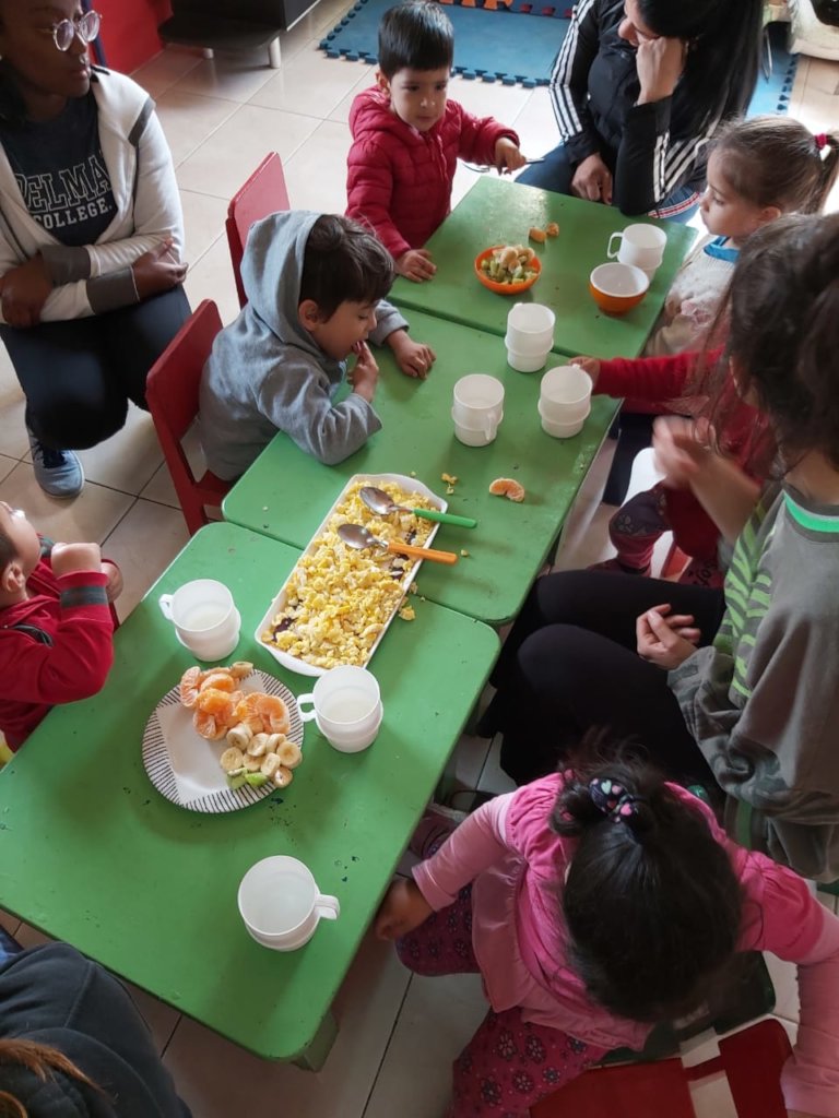 Children having breakfast