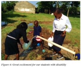 Students excited at our new Borehole