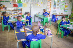 In the classroom having fun while learning