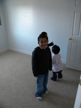 Daniel explores his new bedroom at Jubilee Commons