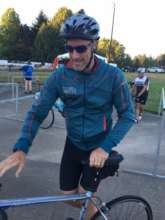 Nate catches his breath after finishing 104 miles
