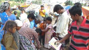 children are excited to receive literacy material