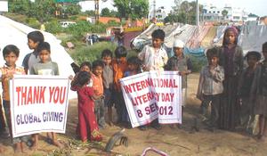 Children extending thankfulness to globalgiving