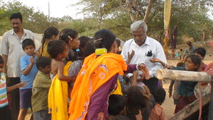 children eager to receive snacks