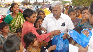 child receiving his stationery kit