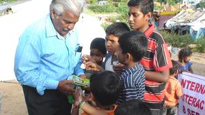 Children receiving literacy material