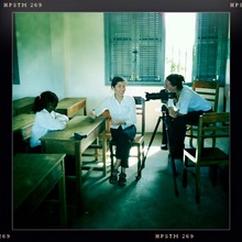 Producer Martha Adams interviews Cambodian girl