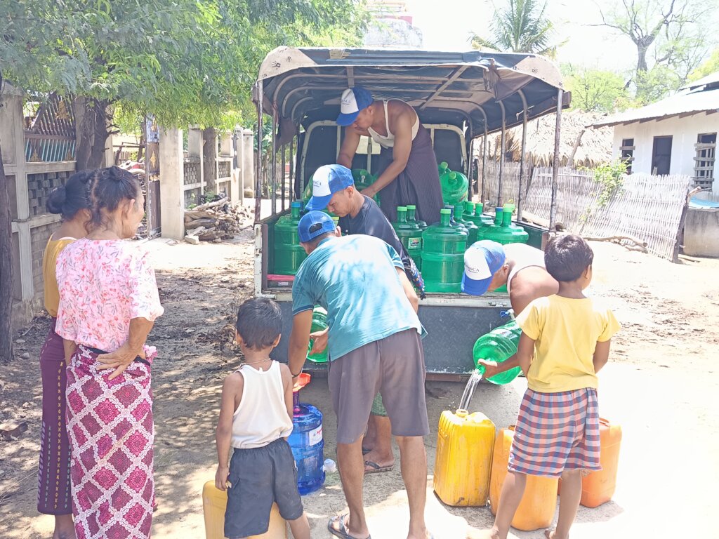 Distributing drinkable water to local residents