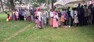 People line up to get COVID-19 vaccines in Kisoro