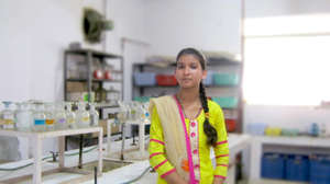 Zeba in her science lab at college
