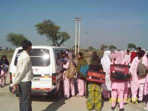 Murshida and Babupur girls catch the Blossom Bus