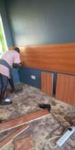 Carpentry finishing for the installation of desks