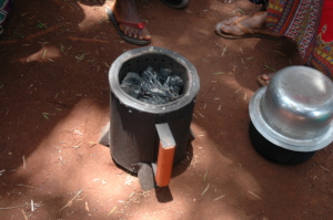 Charcoal made by the gasifier stove after the demo