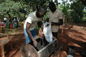 A 10 kg bag was filled with biochar after training