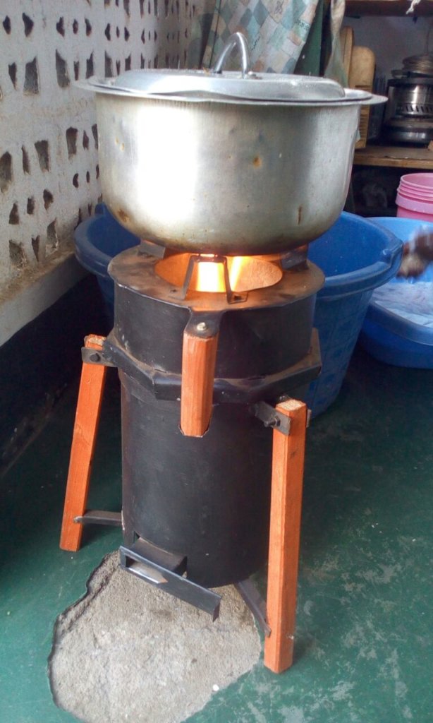 Gasifier stove in use