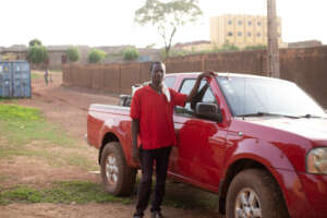 Mali Field Agent, Nfaly, with sprayer truck