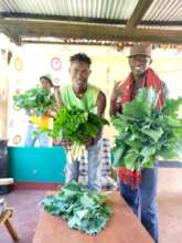 Preparing lunch from own produce grown