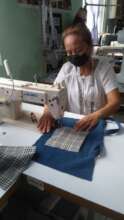 Esther Abao sewing Denim bag