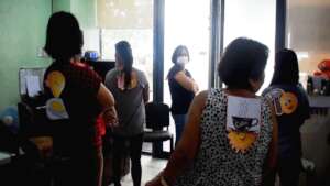 Trainees participating in a group work activity