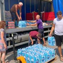 Unloading supplies in Moldova