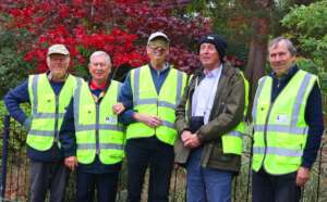 Our blindfolded President, ready for the walk