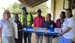 Club member Rev Margaret Fowler delivers new pump