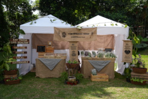 The organic farm booth at YUM's 50th anniversary