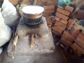 new clay stove in outdoor kitchen