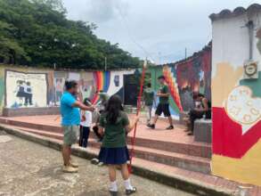 Mural painting outside the educate. Youth Center