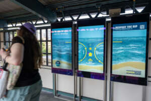 A subway liveboard at a station in Queens