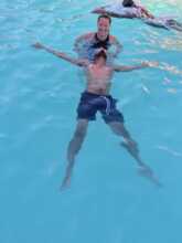 A participant learns how to float at TRH