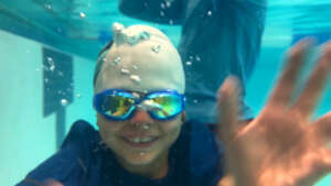 Joyous moment underwater during our swim session