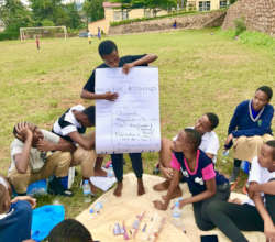 Young people brainstorming about their club