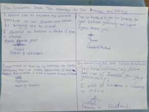 Thank you Note from the 4 younger students
