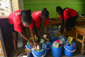 ActionAid First Responders preparing dignity kits
