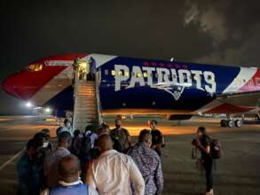 Unloading Relief Supplies off Patriots Plane