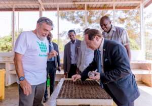 Israeli Ambassador Dr. Adam sowing vegetable seeds